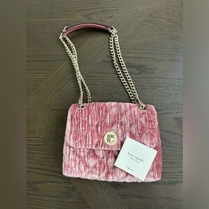 NWOT Pink Crushed Velvet Kate Spade NY Purse